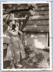 Woman with Black Cat in Her Arm – 1960s – Oldenburg? Photo 7x10cm