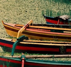 Original Signed Photograph Boats in Bali with Lily Pads by Robert Barab