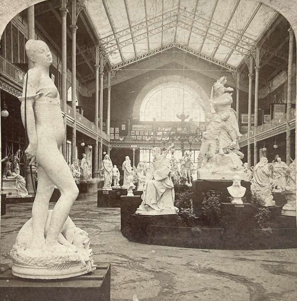 Paris Exhibition Universelle 1889 Gallery Rapp Sculpture Photo Stereo Vintage