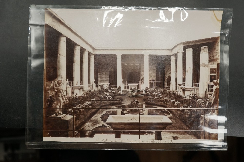 Photo Albumin Italy Pompeii House Cousin Building View Monument Ruin Statue