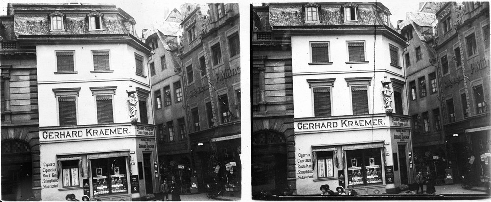 STEREO GLASS DIA, MAINZ am RHEIN, Seilergasse, shop window, rare, vintage fine a