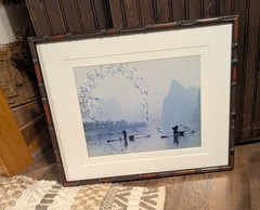 Vintage Asian Signed Framed G Liang “Fishing in Spring At Li River” Photograph