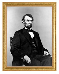 Abraham Lincoln Photograph in a Aged Gold Frame