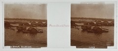 Vietnam China Asia Village Floating c1910 Photo Stereo Glasses Vintage