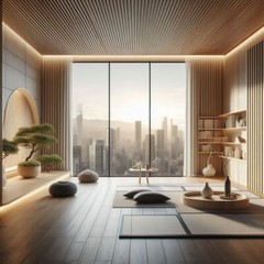 Digital Image Picture Photo Wallpaper Background AI Art Modern Japanese Room 4