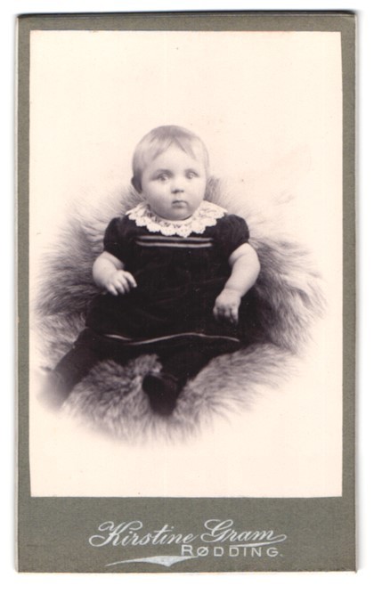 Photograph Kirstine Gram, Rødding, Toddler on Fur CDV / Cabinet Photo