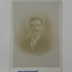 Antique Cabinet Card Photograph- Handsome young man with a mustache in a suit