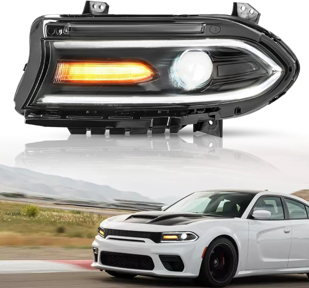 Halogen Headlight Assembly Replacement for 2015-2023 Dodge Charger | W/Led DRL L
