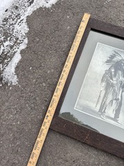 Vintage Print Omaha Chief, Black Bird , 9×13, Wood Frame , Heyn 1890’s