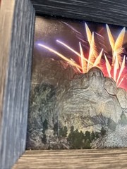 4th Of July Framed Art Photo Beautiful Mt. Rushmore With Fireworks 5X7 Festival