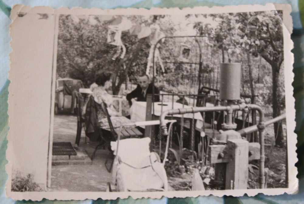 Photo 1940 Zichenau East Prussia Poland Garden Woman Man Vintage HG