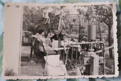 Photo 1940 Zichenau East Prussia Poland Garden Woman Man Vintage HG