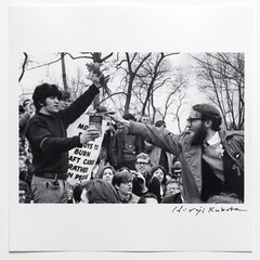 SIGNED Hiroji Kubota Print – Vietnam War Protest New York City 1965 – Photo 6×6″