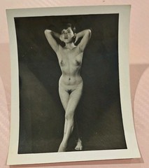 Vintage Artistic Nude Studio Picture Oriental Woman Art 3×5 Black & White
