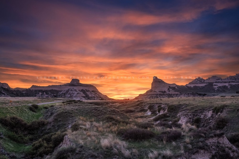Scotts Bluff Photography Print: Nebraska Sunset Landscape Sky Prairie Photo