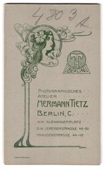 Photograph Hermann Tietz, Berlin, Am Alexanderplatz, Lady Head in Art Nouveau mi
