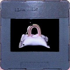 Vintage Art History Slide Photo Classic handbag captured on a gray background