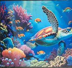 Sea Turtle Coral Reef Fish Ocean Contemporary Portrait Nature Animals Metal Sign