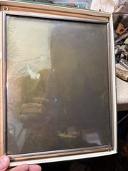 Antique Glass Photograph Yosemite CA. El Capitan Custom Nickel Frame
