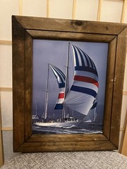 Photograph Boating Sailing Framed Wood 13.5 x 11” Sydney Hobart Yacht Race 13751