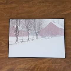Snowy Red Barn Wall Art, Jonathan Hart Laminated Photo Reproduction by ArtiPL