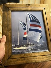 Photograph Boating Sailing Framed Wood 13.5 x 11” Sydney Hobart Yacht Race 13751
