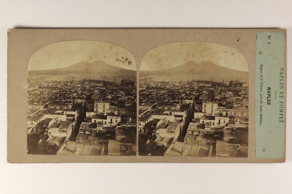 ITALY Panorama Of Naples C1858 Photo Furne & Tournier Stereo Vintage Album