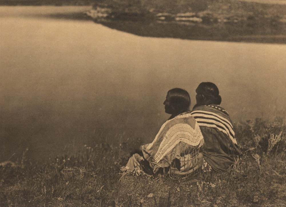 1972 EDWARD CURTIS Native American Indian Piegan Relaxing View Lake Art Photo