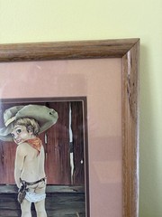 Little Cowboy/Girl Toilet Restroom G. Ranck Framed Print Western Theme Art