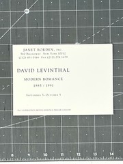 David Levinthal – Modern Romance 1991 Announcement Card – Photography NYC Art