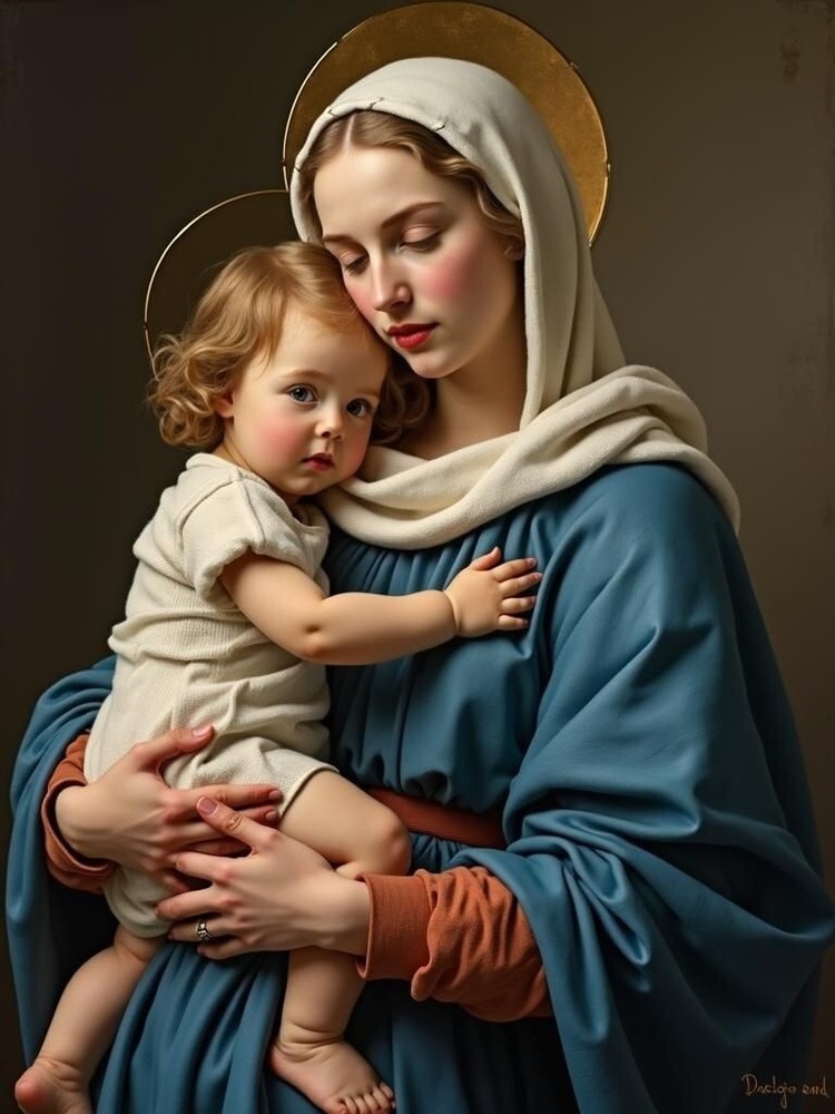 A3 Photo Mother Child Tenderness Artistic Glossy Paper Decor -101