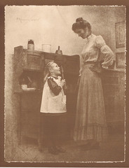 NEWLY FOUND! HENDRICKSON B&W SEPIA PHOTO PRINT Daughter Licking Spoon 11″ X 14″