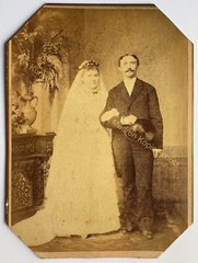 orig. KAB photo photo photo picture old fashion around 1885 wedding couple Wroclaw