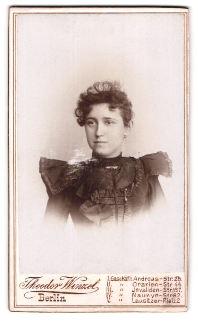 Photograph Theodor Wenzel, Berlin, Andreasstr. 28, Young Lady In Pretty Dress