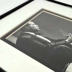Vintage Louis Armstrong Jazz Trumpet Framed B&W Photo Print 8×10 Gloaguen 1990s