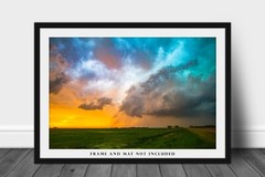 Storm Clouds Photography Print: Kansas Sunset Thunderstorm Weather Sky Photo