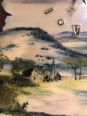 State Of texas Shaped Homestead And bluebonnets Painting On Wood / Signed