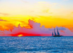 Sun Chaser 11×14″ Art Photo Photograph Print Sailing Sunset Sail Boats Beach