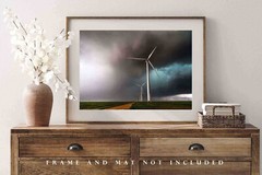 Wind Farm Photography Print: Texas Wind Turbines Storm Great Plains Photo