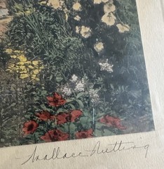 Large Wallace Nutting Garden Of Larkspur Hand Painted Photo Jordan Marsh Frame