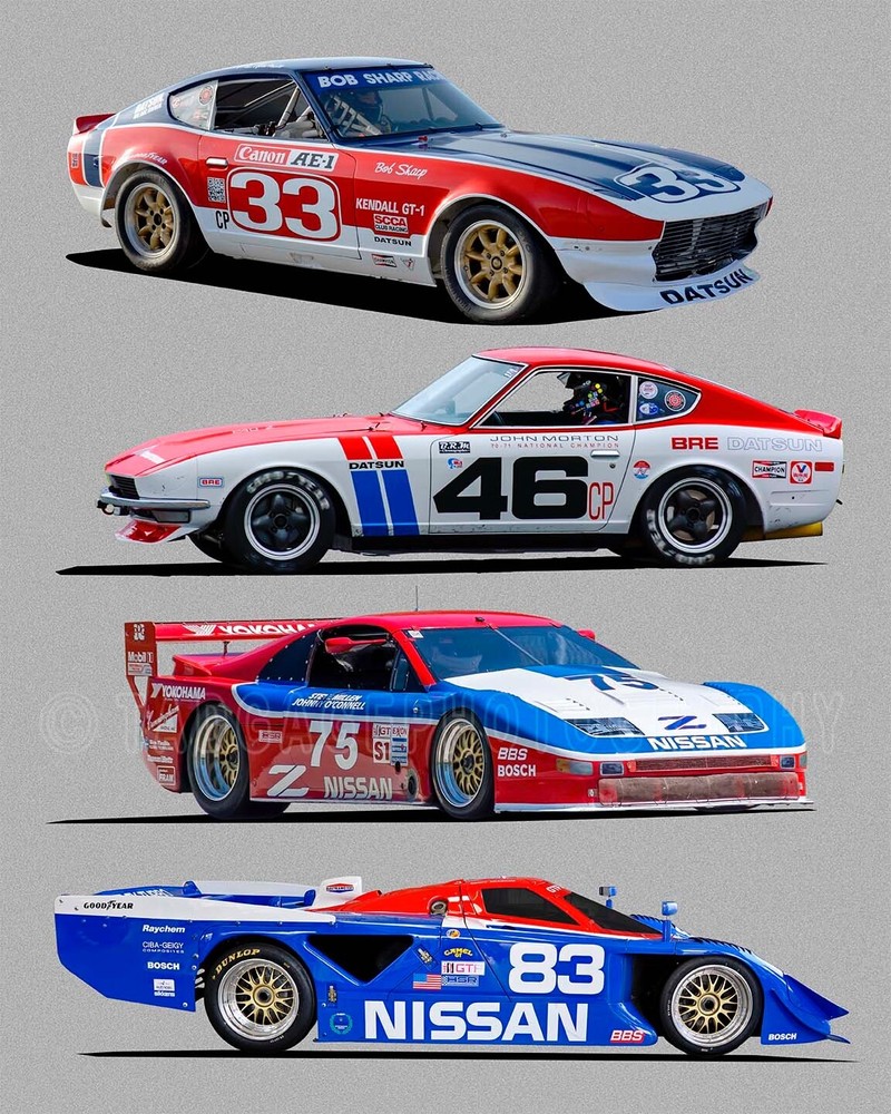 Datsun / Nissan 240Z, 300ZX and GTP ZX-Turbo Classic Race Cars Photo CA-2349