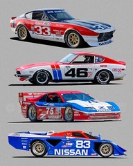 Datsun / Nissan 240Z, 300ZX and GTP ZX-Turbo Classic Race Cars Photo CA-2349