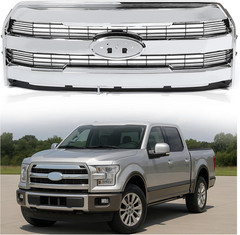 Front Bumper Grille Compatible with 2015-2017 Ford F150 F-150 Replacement for FL