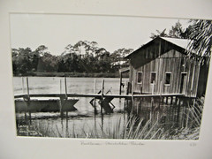 MATTED ARTWORK Boat House A/P 16 x 20 B&W With COA Florida by Larry Santucci