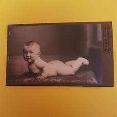 Photo Antique, Vintage, April 1921, Baby, Boy/Girl, Nude Egg, Cardboard