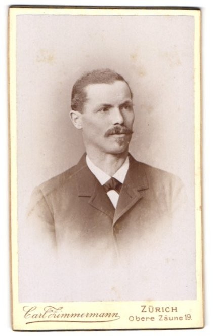 Photograph Carl Zimmermann, Zurich, upper fences 19, portrait gentleman with Schnauzba