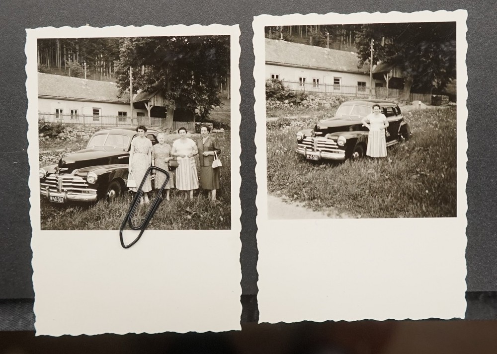 Photo Portrait Women Model Chevrolet Raisenmarkt Car Vintage License Plate Car