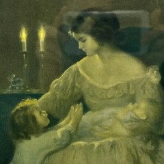 Antique Victorian Colorized Photo of Mother Child Baby Framed Large Picture