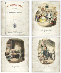 Charles Dickens’ Christmas Carol Art – Set of Four Gallery Wall Photos (8X10) Un