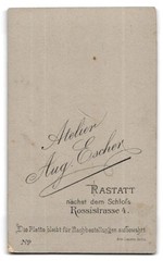 Photograph Aug. Escher, Rastatt, soldier in musician uniform with swallow nests
